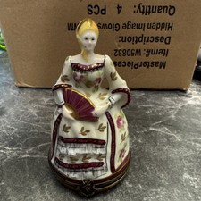 Vintage Limoges France Lady Hand Painted Porcelain Trinket Box picture