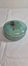 Vintage hand painted blue Italian alabaster lidded trinket box picture