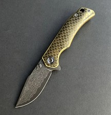VG10 Damascus Folding Knife TC4 Titanium Fish Scale Handle Ceramic Bearing EDC picture