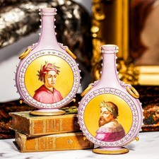 Pair Antique Hand Painted Porcelain Art Vases Bottles Aesthetic Movement picture