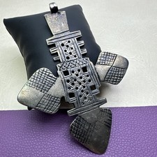 Large Pendant Vintage Ethiopian Coptic Christian Church Cross African Amulet picture