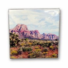 Catherine Claxton Blue Flax flowers ceramic tile coaster Sedona NM 4