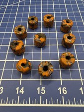 10 EA Antique Venetian Millefiori African Trade Beads Orange Black Floral 1800s picture