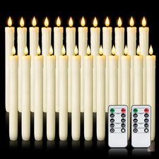 Homemory 24 Pcs Real Wax Flameless Taper Candles with Remote Timer and Dimmer, B picture