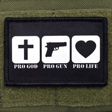 Pro God Gun Life Patch Military Patriot USA Flag Hook & Loop 3x2 picture
