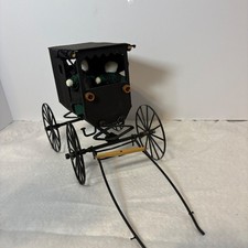Vintage 1996 Handcrafted Amish Buggy Miniature with Faceless Dolls #773 picture
