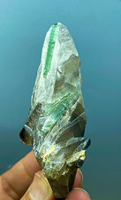 natural green tourmaline in quartz crystal mineral specimen clear/smoky 385 ct picture