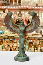 Rare Large Winged Isis Goddess Candle Holder Egyptian Mythology Home Decor picture