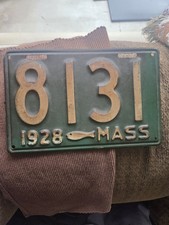Vintage 1928 Massachusetts Cod Fish License Plate 8131 Original 4 Digit picture