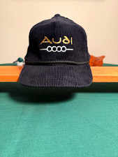 Audi Genuine Corduroy Strapback Vintage 1985 Excellent White Logo Gold VG++ picture