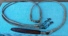 Braided Rawhide Romal Horse Bridle Reins Acorn Tooled Leather Popper picture