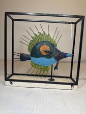 Vintage Mid-Century Tropical Fish Metal Enamel Wall Art Shadow Box picture