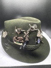 German Style Fedora Hat – 14 Collectible Pins – Fritz Gunzrodt – Vintage  picture
