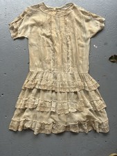 Antique 1910s 1920s John Wanamaker Drop Waist Lace Dress Flapper Edwardian S picture