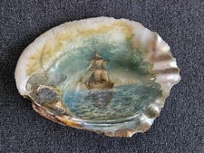 Vintage Handpainted Mussel Clam Shell Nautical Great Condition picture
