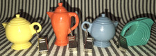 GENUINE FIESTA 4 Pc TABLECLOTH WEIGHT CLIP COFFEE TEA POT SET FIESTAWARE 1998 picture