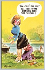 Vintage Bamforth Comic Postcard Saucy Film Change Humor Man Up Sexy Girls Skirt picture