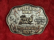 Rodeo☆1982☆Team Roping X-TREME Champion Trophy Buckle☆Owyhee River☆Rare☆W36 picture