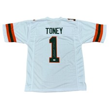 Malachi Toney Autographed Miami (White #1) Custom Stitched Jersey - JSA picture