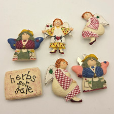 Vintage Lot of 6 Vintage button covers Angel Figures + 