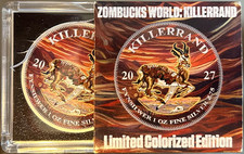 ZOMBUCKS KILLERRAND ROUND COLORIZED 1 OZ .999 SILVER picture