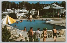 Greenport Long Island NY Stirling Harbor Marina Pool Boats Postcard 1970s picture
