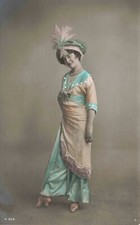 RPPC Hand Tinted Fashion Headpiece Beautiful Woman Real Photo Unused Postcard picture