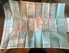 Orig. 1893 Large Connecticut New York Massachusetts Railroad Train Colorful Map picture