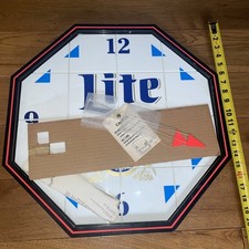 VTG RARE 1989 Miller Light Beer Plastic Clock 80s Colors White Tile Style (Read) picture