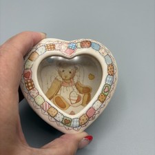  Vtg 1992 Cherished Teddies Priscilla Hillman Lidded Heart Porcelain Trinket Box picture