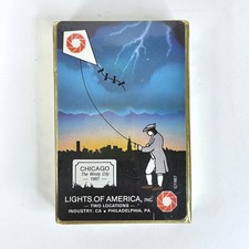 Vintage 1987 Lights of America Chicago Windy City Playing Cards SEALED Gold Box picture