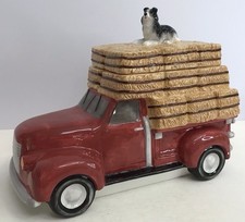 Montana Lifestyles Truck Hauling Hay Border Collie Cookie Jar Cannister picture