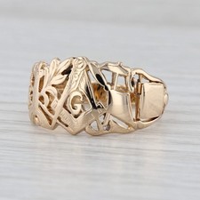 Vintage Masonic Ring 14k Gold Blue Lodge Square Compass Apron Trowel Plumb picture