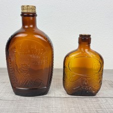 VTG 1976 Log Cabin Syrup USA Bicentennial & Paul Jones 1930 Amber Glass Bottle picture