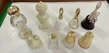 Vintage Avon Decanter Lot of 9 Bells Thimbles Frog Glass Bottles Collection picture