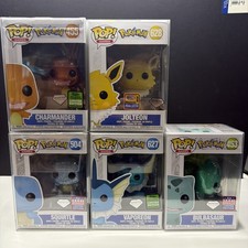 Funko Pop Vaporeon, Bulbasaur, Squirtle, Charmander, Jolteon (diamond Ed) picture