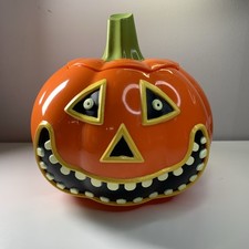 Y2K Rare Old Navy Hard Plastic Pumpkin Candy Bowl Decoration Halloween picture