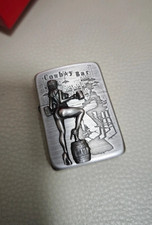 Cowboy Bar Girl Metal Emblem Brushed Silver Zippo 1941 Gift For Men picture