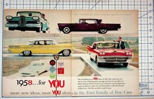 1958 Ford Family of Fine Cars Original Magazine Ad Edsel Thunderbird Mercury picture