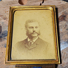 Framed Sepia Portrait Photograph of Man with Mustache - Single Photo picture