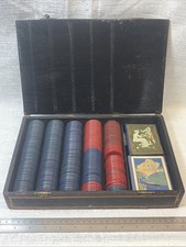 Antique c1890s NY Consolidated Triton No 42 Poker Set + 1915 Panama Cards picture