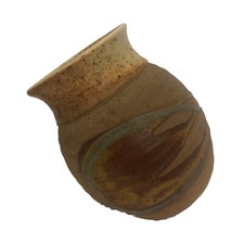 Vintage Art Pottery Brown Angled Open Jar picture