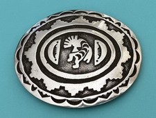 VTG Native Signed BK Beatrice Kee Sterling Silver KOKOPELLI Dancer Belt Buckle picture