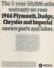 1966 CHRYSLER Vin Print Ad The 5-year/50,000-mile warranty on your 1966 Plymouth picture