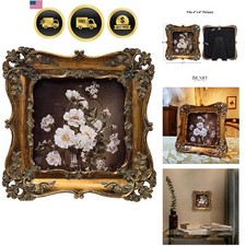 4x4 Small Vintage Picture Frame, Antique Bronze Gold Ornate Square Photo Fram... picture