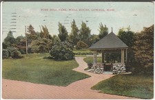 Lowell MA postcard - Fort Hill Park - well house 1908 picture