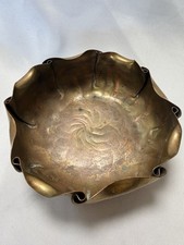 Atq/Vtg Copper Bowl Folded Early Craftsmen Inc Ruffled Marked/Numbered 821 picture