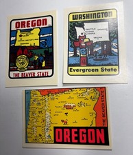 Three 1960’s Oregon Washington Travel Decals Unused Vintage Original picture