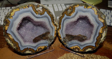1 LG. HOLLOW 4.5 INCH LAS CHOYAS AMETHYST/QUARTZ CRYSTAL GEODE W/ STANDS picture
