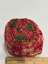 ⁠VTG Hand Embroidered Sindhi Topi Cap Pakistani Balochi Afghan Tribal Kufi Hat⁠ picture